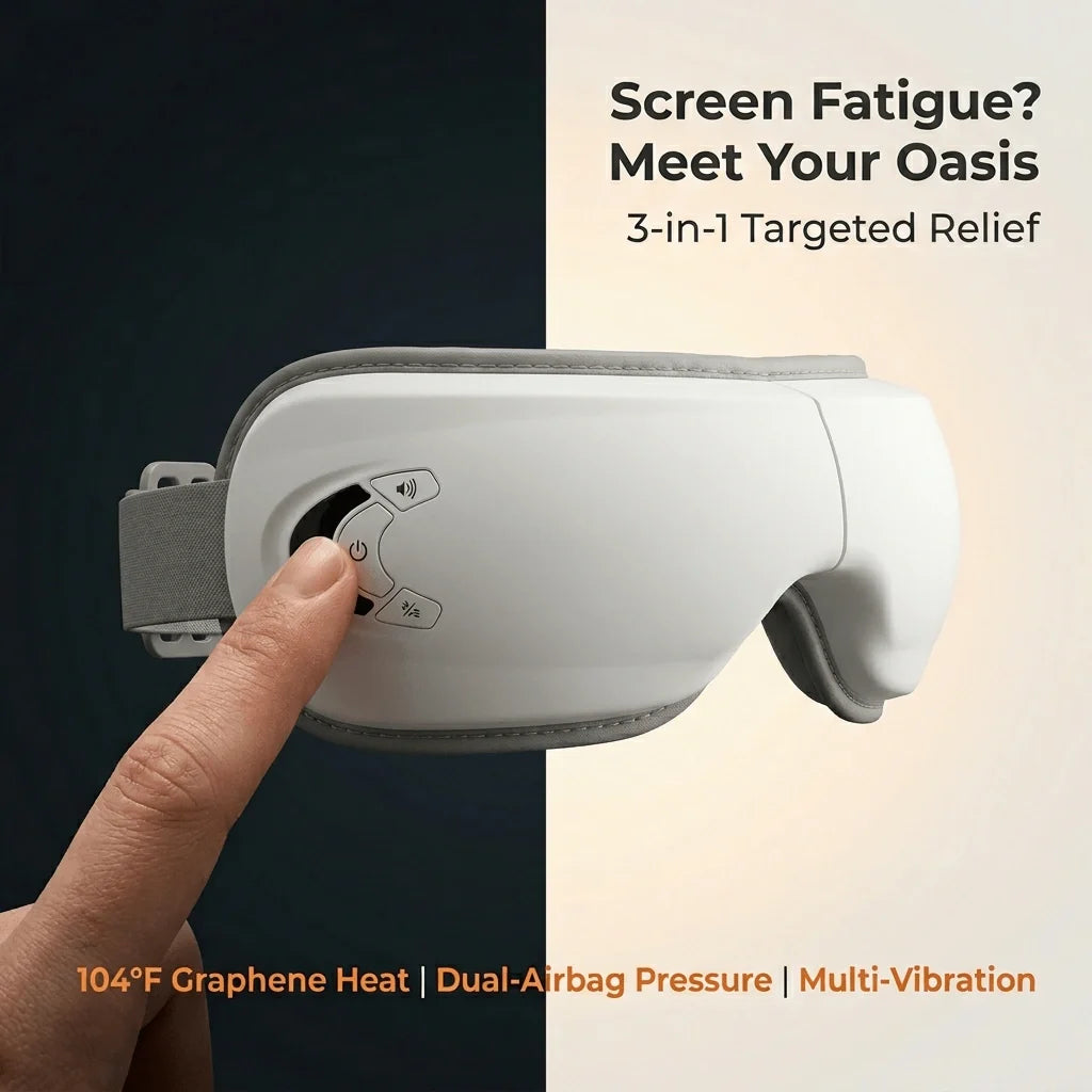 Air compression eye massager with far infrared heat therapy – ELEVAURE Smart Eye Massager