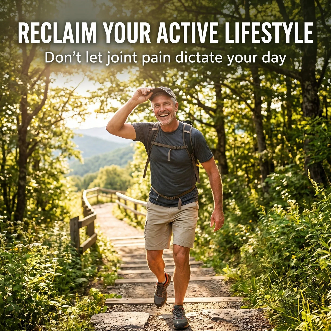 Active adult outdoors wearing the ELEVAURE rechargeable wearable knee massager for daily use.