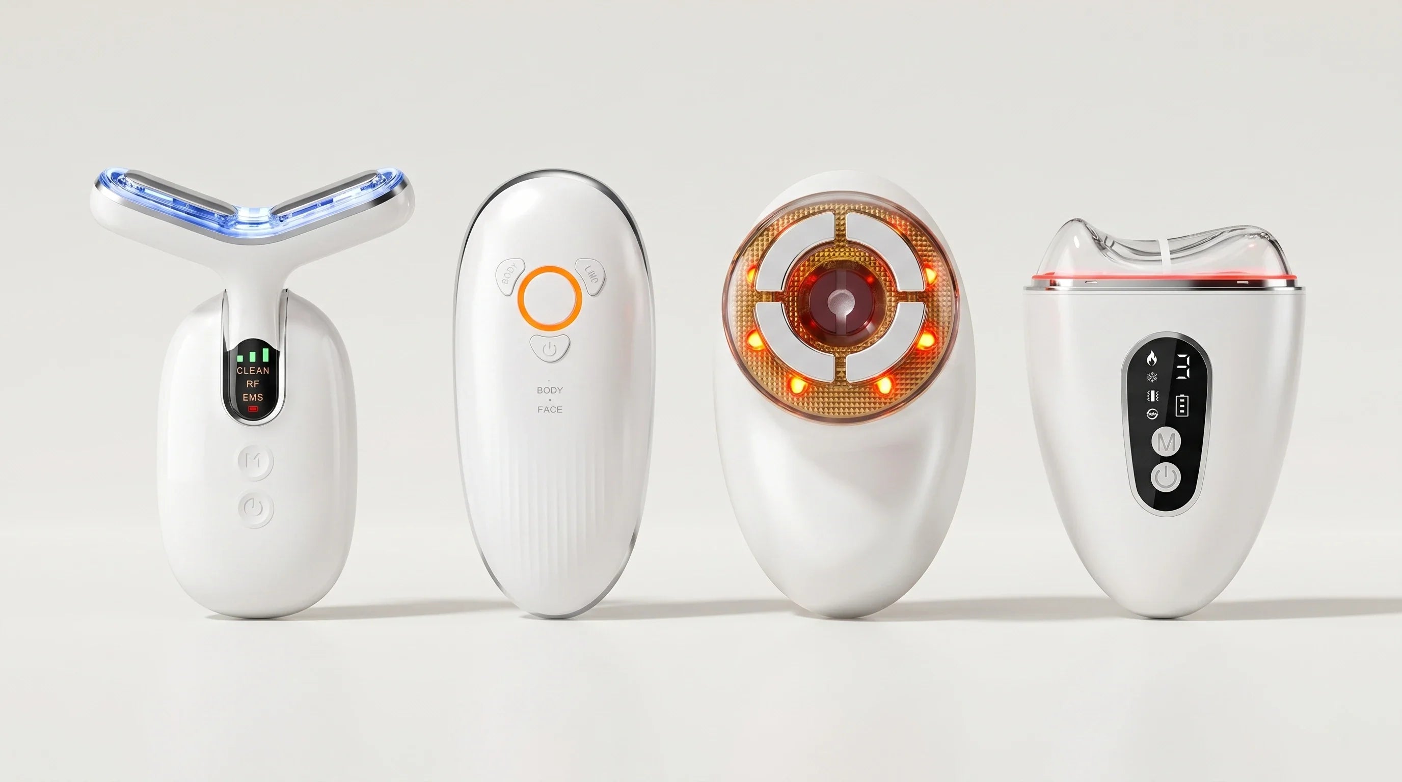 ELEVAURE Facial Sculpting & Skincare collection featuring four at-home EMS microcurrent, RF skin tightening, and LED light therapy devices