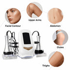 Target treatment areas for Elevaure home body contouring device including abdomen, thighs, and arms.