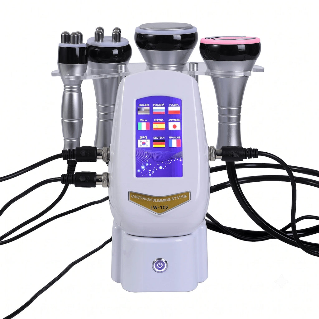 Front view of the Elevaure 4-in-1 vacuum RF and cavitation body contouring machine on a minimalist background.