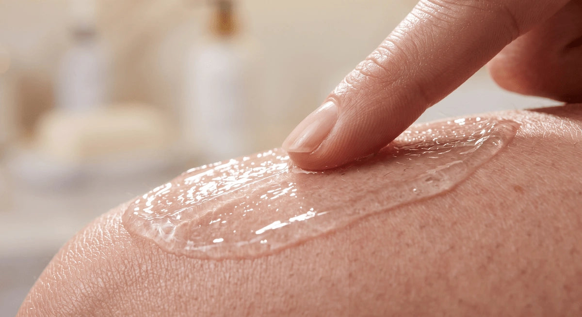 Applying cooling gel to the treatment area to ensure smooth device gliding.