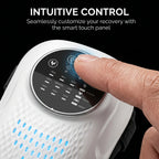 Close-up of the intuitive LED touch screen on the battery operated knee massager with heat and vibration controls.