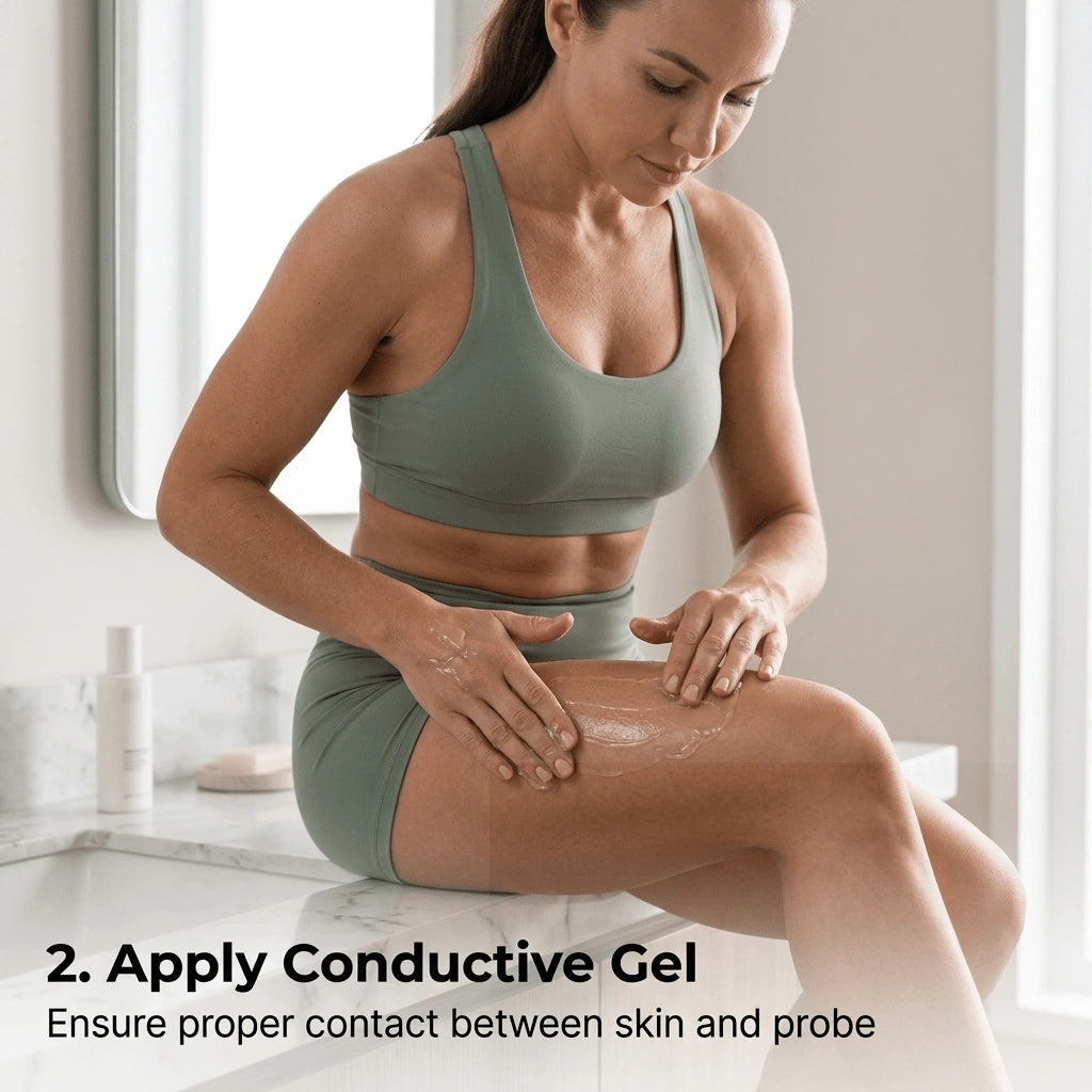 applying conductive gel before using ultrasonic cavitation device