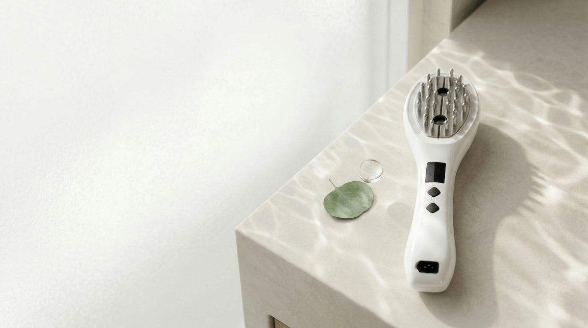 Elevaure electronic scalp massage comb bristles with EMS conductive tips for follicle stimulation
