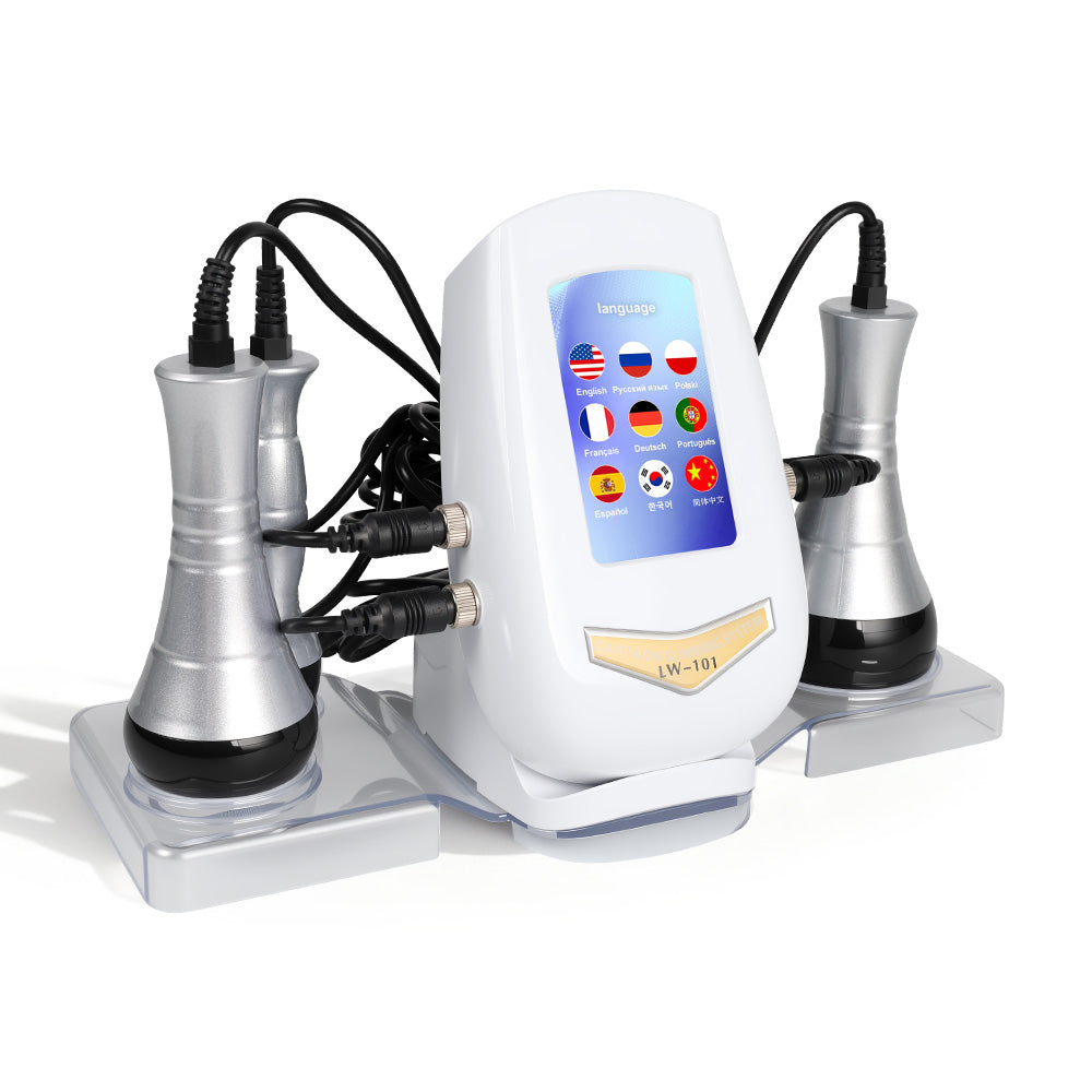Left profile view of the Elevaure home body contouring device with attached probes.