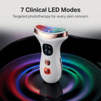 Elevaure 7-color LED light therapy facial device showing spectrum modes