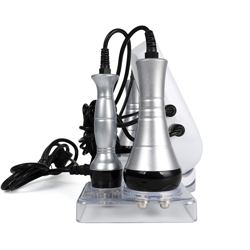 Full right-side view of the Elevaure 3-in-1 cavitation and RF machine resting on its base.