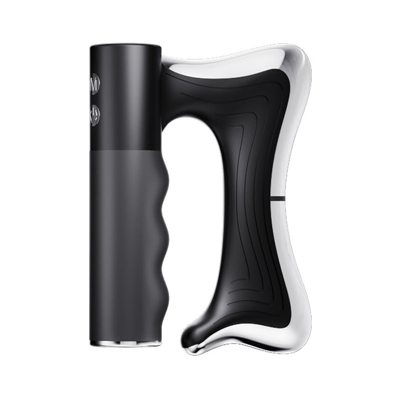 Elevaure electric muscle scraper black colorway with zinc alloy dual-blade white background