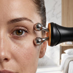 Demonstration of using the dual-sphere RF lifting wand around the orbital eye area for delicate contour tightening and hydration