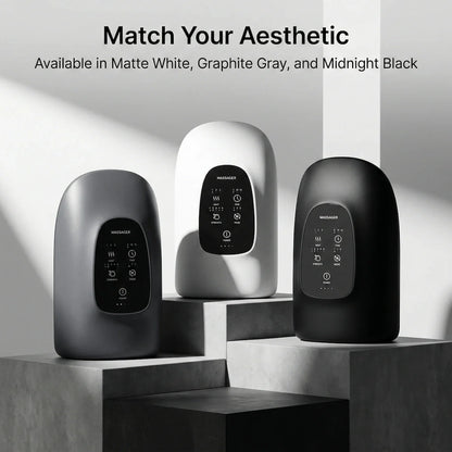 The Elevaure smart heated hand massager displayed in premium minimalist color variations.