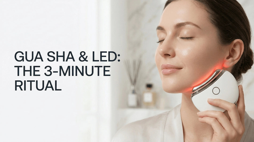 Smart Heated Gua Sha Massager in use during a daily morning skincare ritual