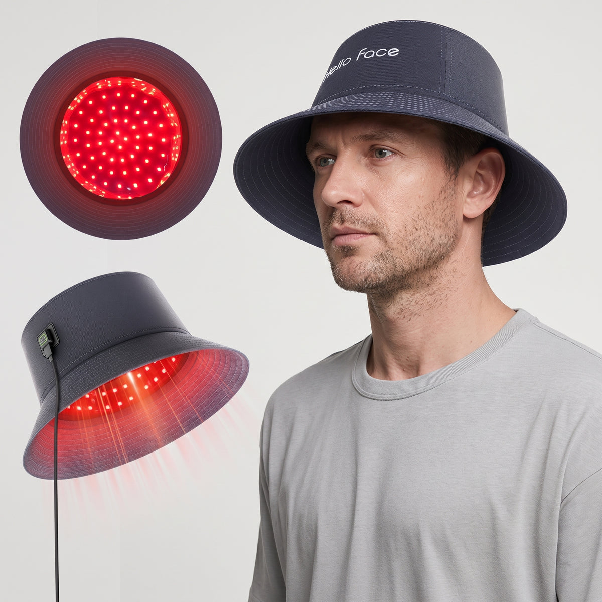Hands-free red light therapy cap for thinning hair showing 360-degree flexible inner LED liner with 660nm and 850nm diodes.
