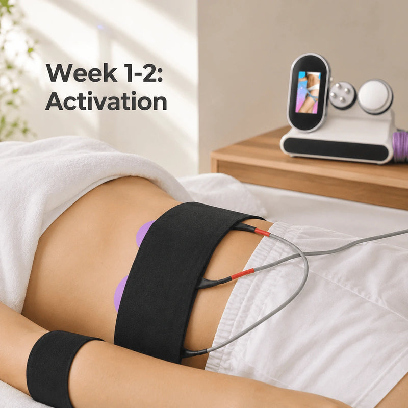 Elevaure body contouring results during the week 1 and 2 activation phase.