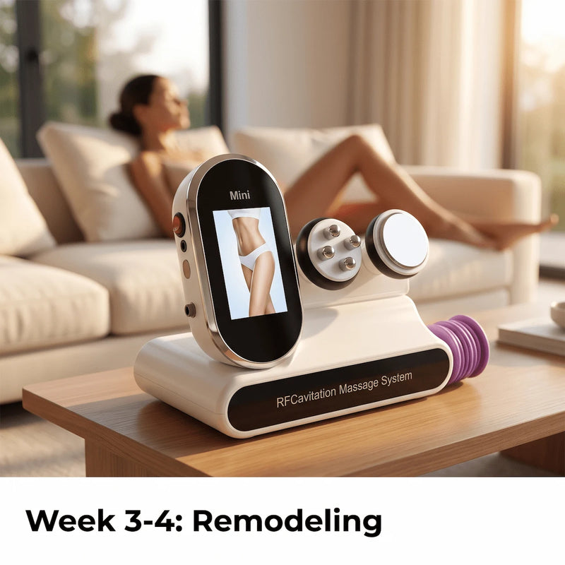 Elevaure body contouring collagen remodeling process in weeks 3 and 4.