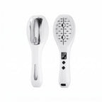 Elevaure 5-in-1 atomizing scalp massage comb front and back view — white