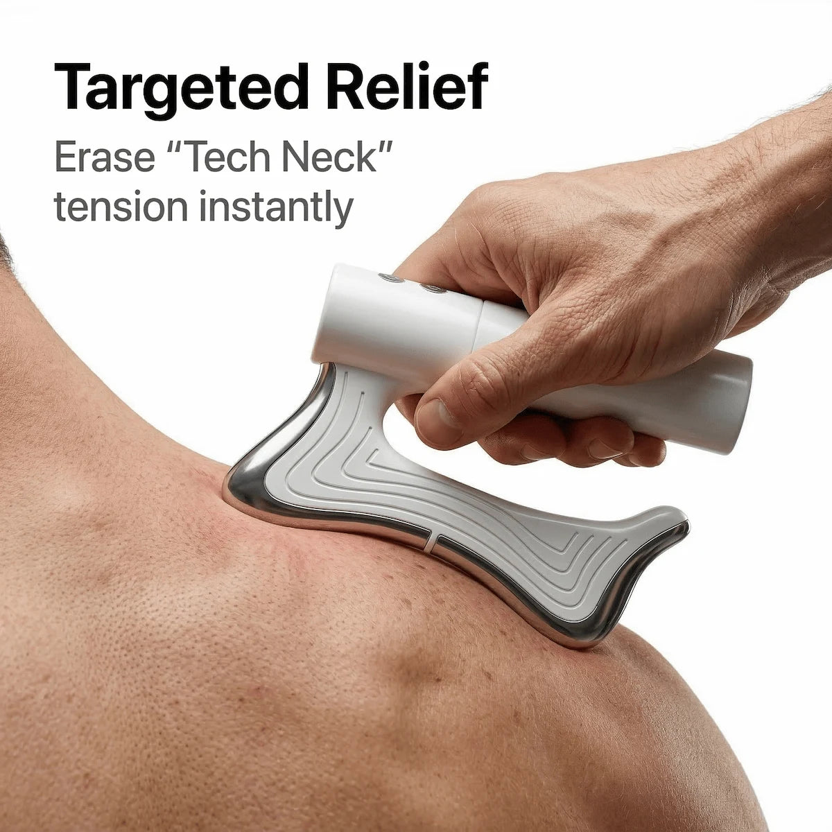 Elevaure electric gua sha tool targeting trapezius fascia scraping