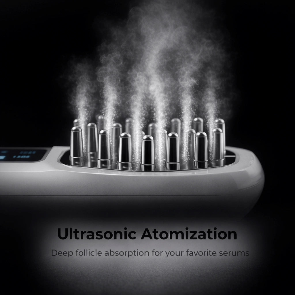 Elevaure ultrasonic micro-mist atomization delivering nano hair serum to scalp