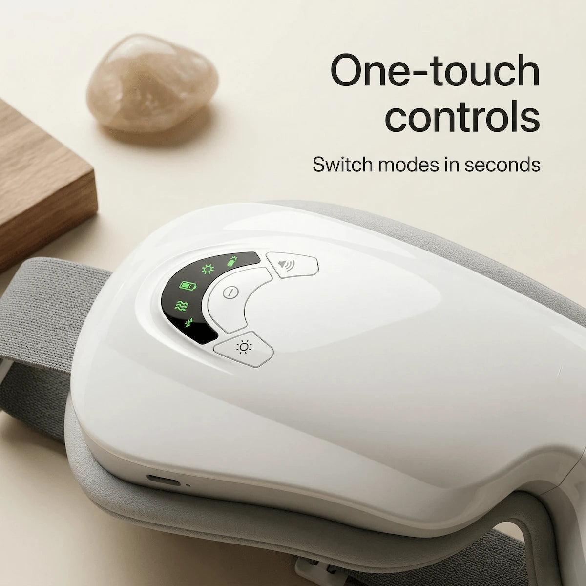 One-touch control panel on the Elevaure eye massager — usability review.