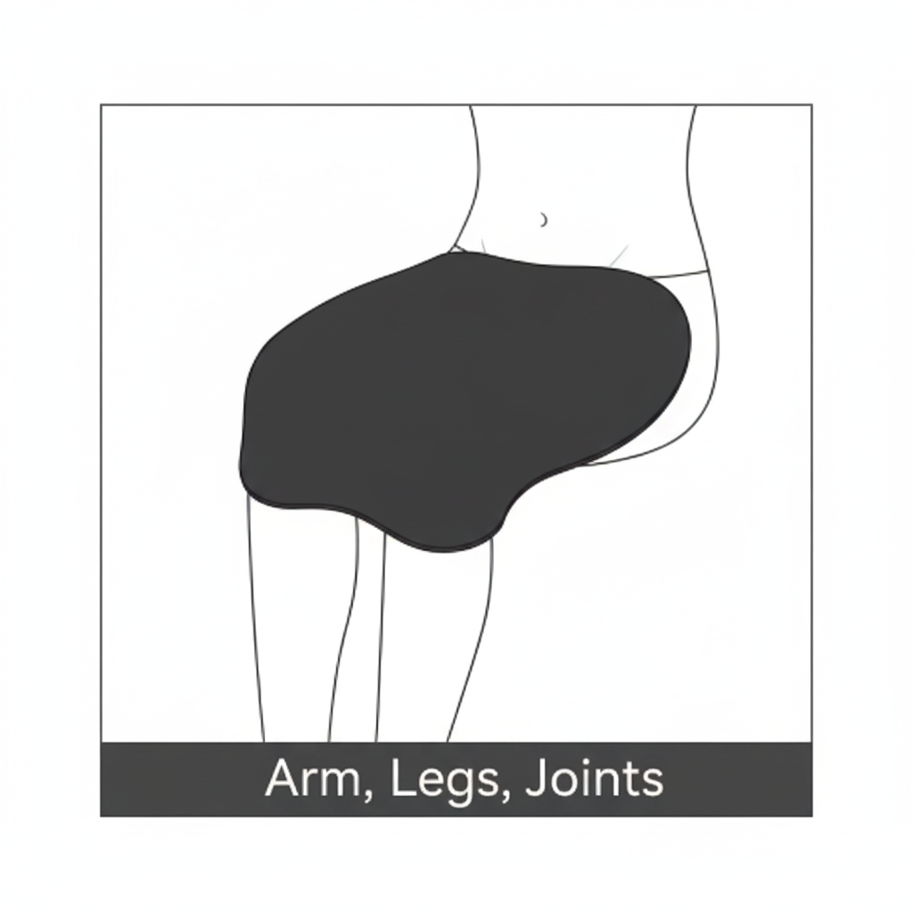 Flexible LED light therapy wrap positioned across the knees, legs, and joints for targeted multi-zone light therapy.