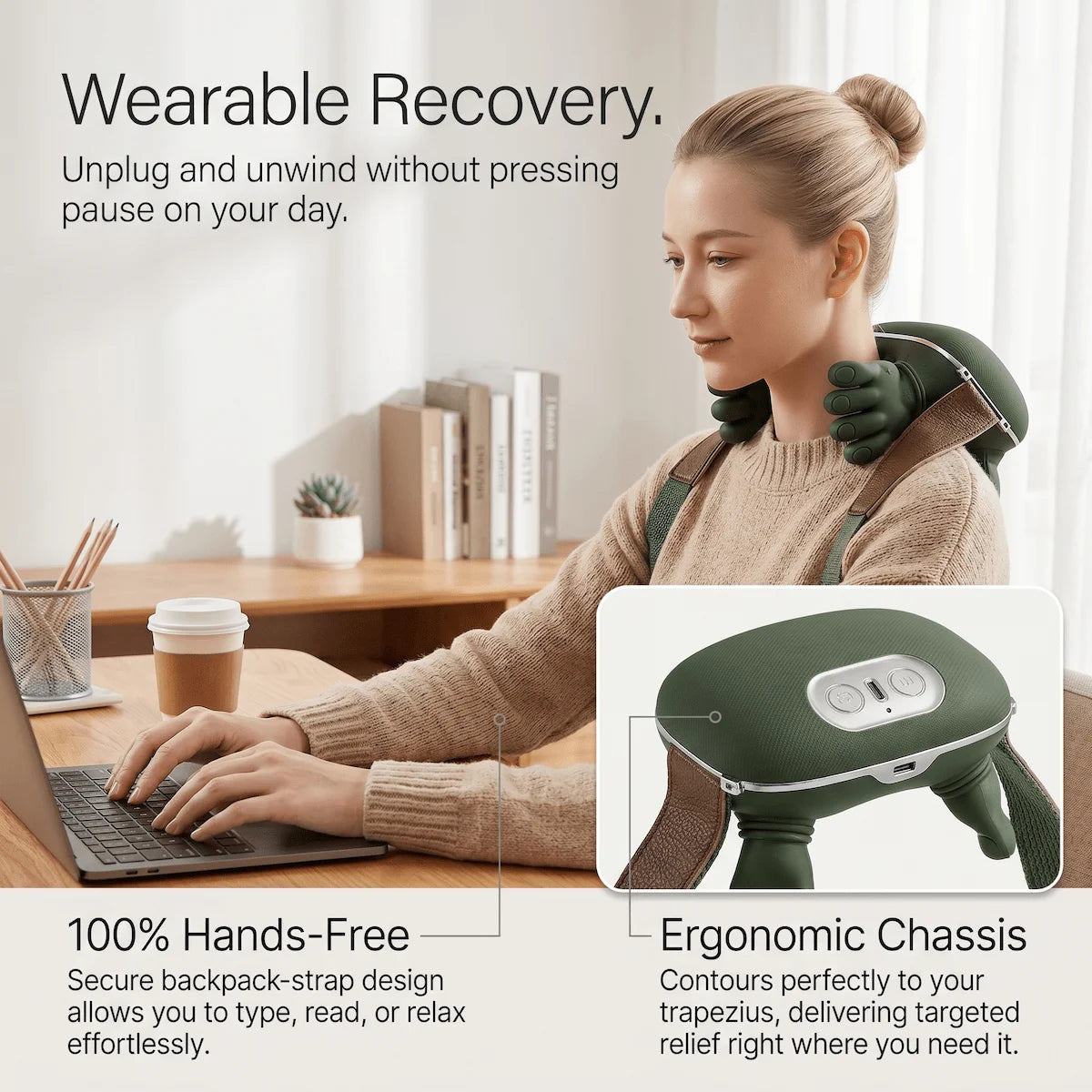 Adjustable back straps for a fully hands-free experience