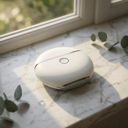 Elevaure Heated Gua Sha Massager resting on marble surface, premium lifestyle product photo