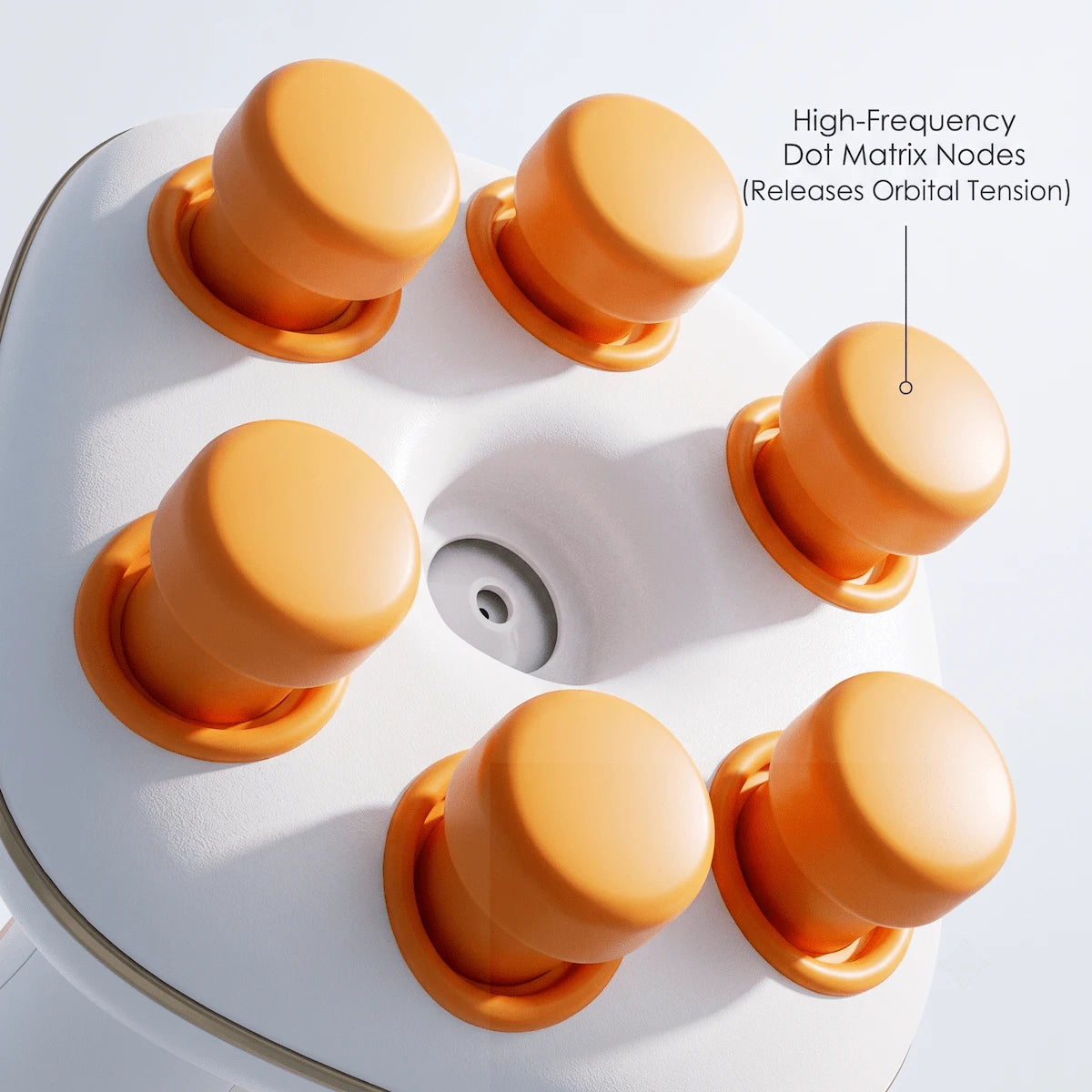 Close-up of the high-frequency dot matrix massage nodes on the Elevaure 2-in-1 eye relief device.