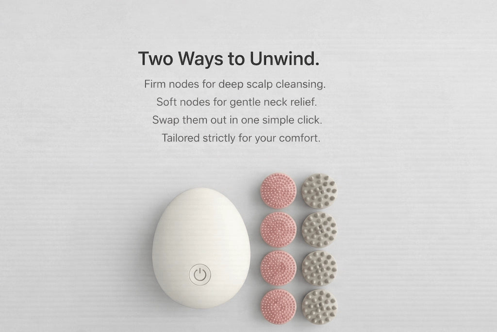 Interchangeable silicone nodes for scalp and neck massager