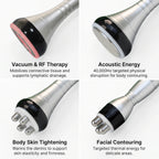 Four interchangeable probes included with the Elevaure device for vacuum, RF, and acoustic energy treatments.