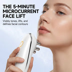 The ELEVAURE EMS face massager used without cups as a microcurrent face lift device to tone jawlines and reduce wrinkles.