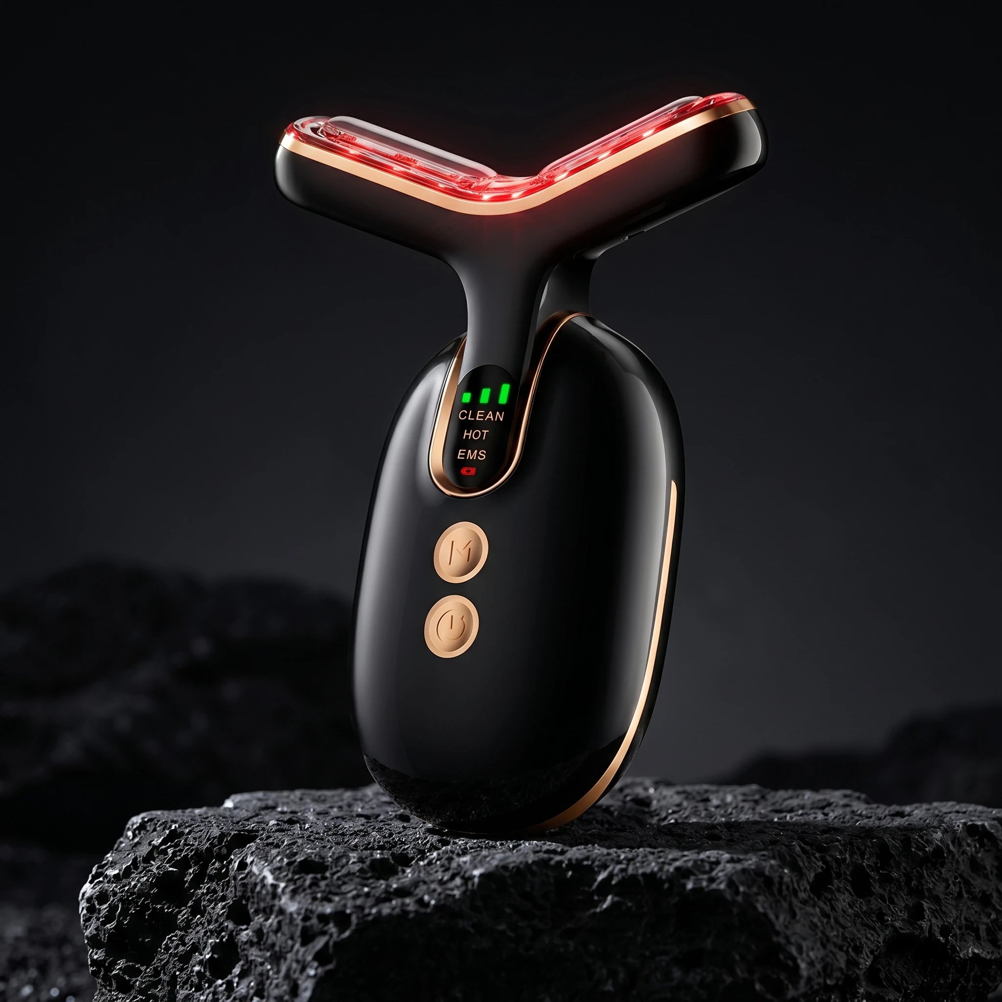 EMS microcurrent neck lifting device in Midnight Black — ELEVAURE