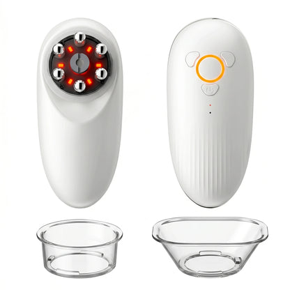 Pearl White ELEVAURE face and body sculpting massager with two interchangeable cups for targeted cellulite reduction.