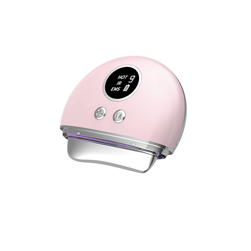 REVITALIZE PRO 4-in-1 EMS face massager in Pink — smart LCD display, zinc alloy probe, Type-C rechargeable
