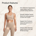 Target treatment areas for vacuum RF body sculpting including abdomen, thighs, and arms.
