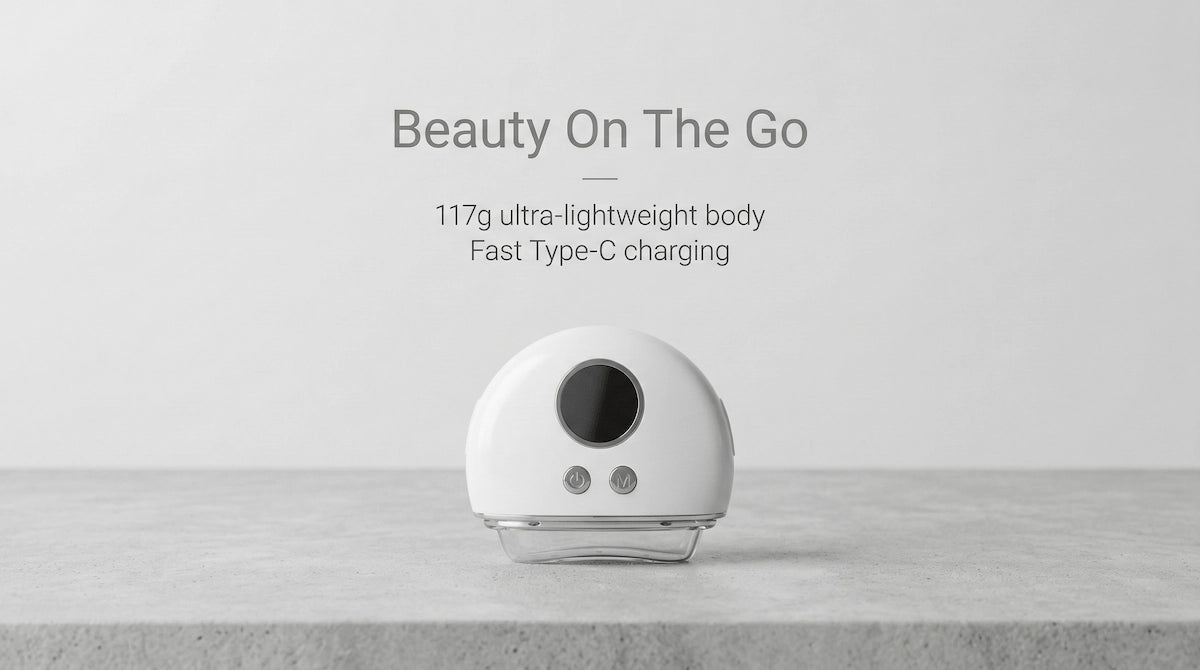 Portable 4-in-1 EMS face massager — 117g ultra-lightweight body with fast Type-C charging