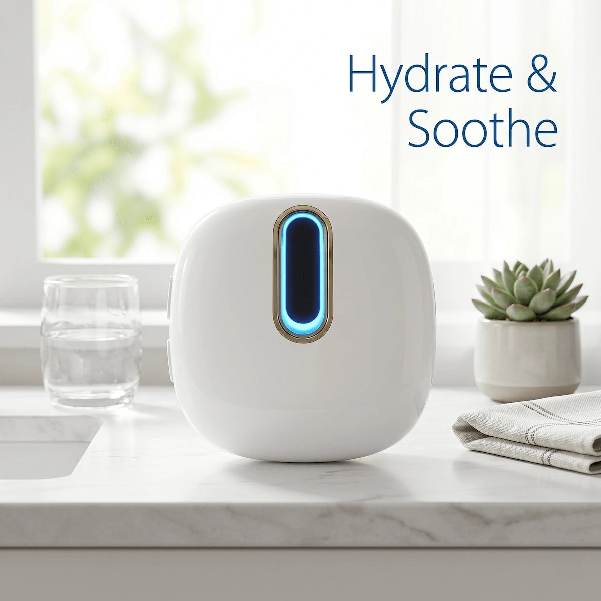 Adding mineral water to a 2.54 oz portable eye massager to create an ultrasonic mist for eye fatigue relief.