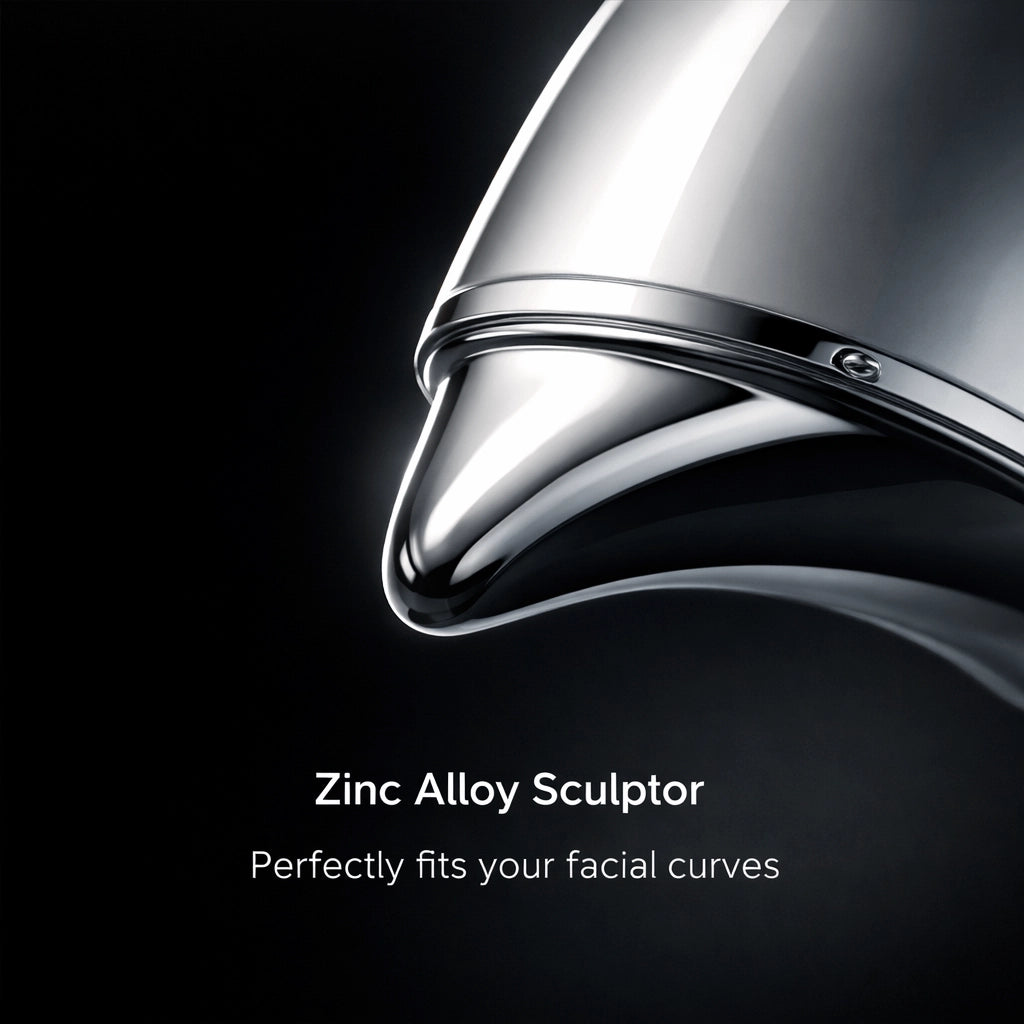 118g zinc alloy massage probe close-up — even heat distribution for V-line jawline contouring and facial lifting